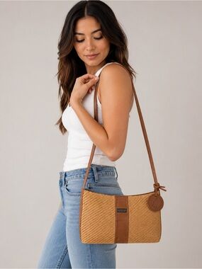 Vintage American Angel Woven Leather Shoulder Bag Purse Colombia Boho Y2K